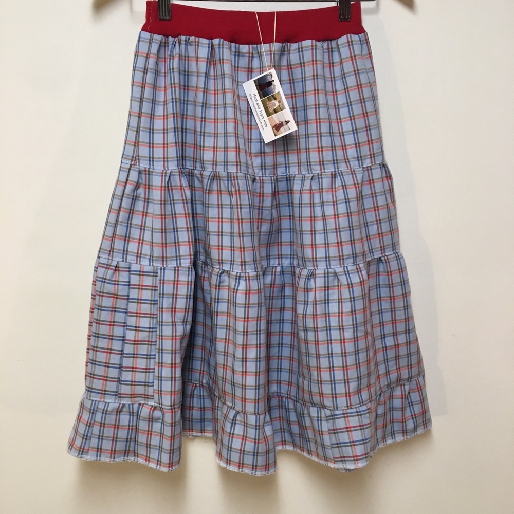 Skirt‎ Girls 10/12 Midi Plaid Ruffle Tiered Cotton Colorful Mom and Pop's Kids